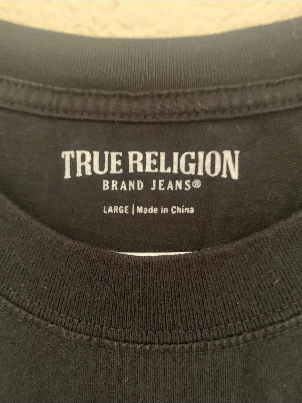 True Religion Black Short-Sleeve Tee with Flame Graphic
